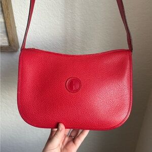 Gucci Red Pebbled Leather Crossbody Bag Authentic From the 80s